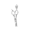 White Gold Diamond Cut Scissors Charm