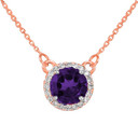 14k Rose Gold Diamond Amethyst Necklace