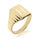 Gold Men's Engravable Square Signet Ring (Available in Yellow/White Gold)