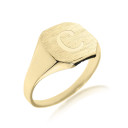 Solid Gold Cut Corners Engravable Men's Signet Ring(Available in Yellow/White Gold)