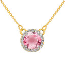 14k Gold Diamond Pink Tourmaline Necklace