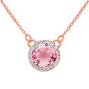 14k Gold Diamond Pink Tourmaline Necklace (Available in Yellow, Rose and White Gold)