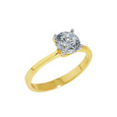 Solid Gold Round Cut CZ Engagement Ring (Available in Yellow/Rose/White Gold)