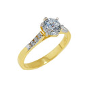 Gold Engagement Ring with Cubic Zirconia