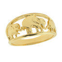 Solid Gold Openwork Three Elephant Ring