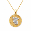 Solid Gold Saint Michael Pendant Necklace ( Available In Two Tone And White Gold)