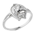 White  Gold Horseshoe with Horse Head Diamond Ring