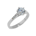 Sterling Silver Engagement Ring with Cubic Zirconia