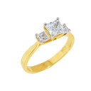 Gold Princess Cut Engagement Ring with CZ (Available in Yellow/Rose/White Gold)