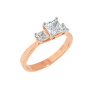 Gold Princess Cut Engagement Ring with CZ (Available in Yellow/Rose/White Gold)