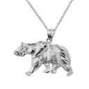 Sterling Silver Diamond Cut Bear Pendant