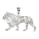 Sterling Silver Diamond Cut Lion Pendant Necklace