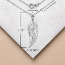 Sterling Silver Diamond Cut Wing Pendant Necklace with Measurement