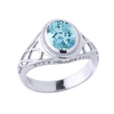 Sterling Silver Celtic Lady's CZ Birthstone Ring