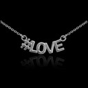 14k White Gold "#LOVE" Hashtag Necklace
