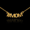 14k Yellow Gold "#MOM" Hashtag Mother's Necklace