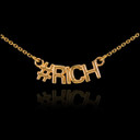 14k Yellow Gold "#RICH" Hashtag Necklace