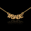 14k Yellow Gold "#BABE" Hashtag Necklace