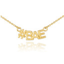 14k Yellow Gold "#BAE" Hashtag Necklace