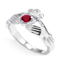 Sterling Silver Cubic Zirconia Claddagh Birthstone Ring