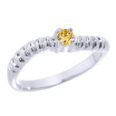 White Gold Curved CZ Birthstone Knuckle Ring
