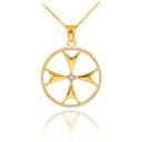 Gold Diamond Maltese Cross Pendant Necklace