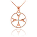 Rose Gold Diamond Maltese Cross Pendant Necklace