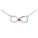 14K White Gold Infinity CZ Birthstone Necklace