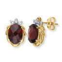 14k Gold Garnet and Diamond Earrings(Available in Yellow And White Gold)
