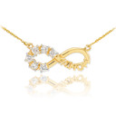 14K Gold Infinity #1MOM Necklace with Six CZ Birthstones(Available in Yellow/Rose/White Gold)