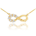 14K Gold Infinity #1MOM Necklace with Six CZ Birthstones