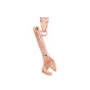 Polished Rose Gold Wrench Pendant Necklace