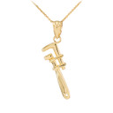 Polished Gold Monkey Wrench Pendant Necklace