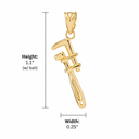 Solid Gold Polished  Monkey Wrench Pendant Necklace(Available in Yellow/Rose/White Gold)
