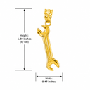 Solid Gold Polished Open End Wrench Pendant Necklace (Available in Yellow/Rose/White Gold)
