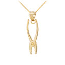 Polished Gold Pliers Pendant Necklace(Available in Yellow/Rose/White Gold)