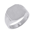 Sterling Silver Octagon Cut Engravable Men's Signet Ring