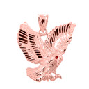 Rose Gold Diamond Cut Landing Eagle Charm Pendant