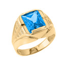Yellow Gold Custom Blue Topaz Birthstone Ring