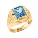 Yellow Gold Custom Aquamarine Birthstone Ring