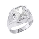 White Gold Custom Clear Cubic Zirconia Birthstone Ring