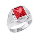 White Gold Custom Ruby Birthstone Ring