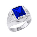 White Gold Custom Blue Sapphire Birthstone Ring