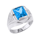925 Sterling Silver Custom Blue Topaz Birthstone Ring