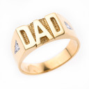 Gold Diamond "DAD" Men's Ring