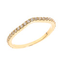 14k Gold Chevron Stackable CZ Wedding Band