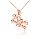 2015 Class Graduation Rose Gold Pendant Necklace