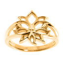 Gold Lotus Blossom Flower Ladies Ring