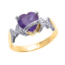 Solid Gold Mom Heart Birthstone Mother's Ring(Available in Yellow/Rose/White Gold)