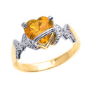 Yellow Gold Mom Heart Birthstone Mother's Ring